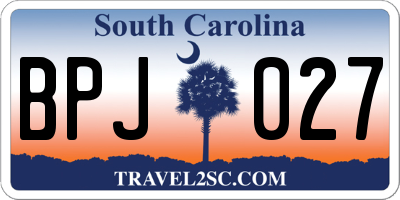 SC license plate BPJ027