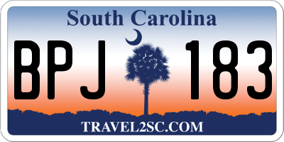 SC license plate BPJ183