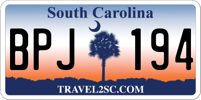 SC license plate BPJ194