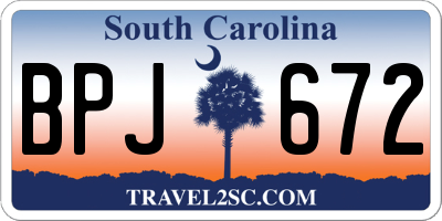 SC license plate BPJ672