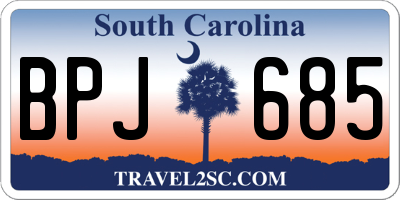 SC license plate BPJ685