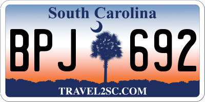 SC license plate BPJ692
