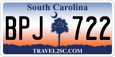 SC license plate BPJ722