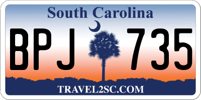SC license plate BPJ735