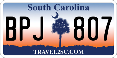 SC license plate BPJ807