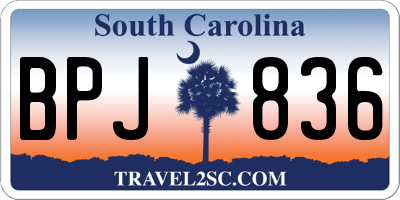SC license plate BPJ836