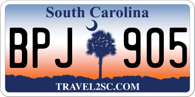 SC license plate BPJ905