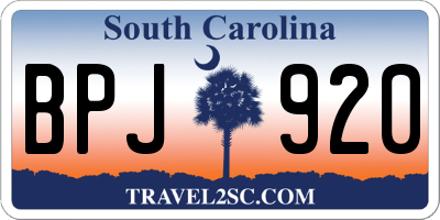 SC license plate BPJ920