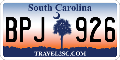 SC license plate BPJ926