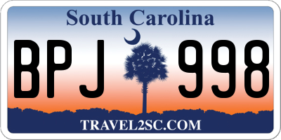 SC license plate BPJ998