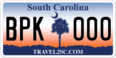SC license plate BPK000