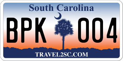 SC license plate BPK004