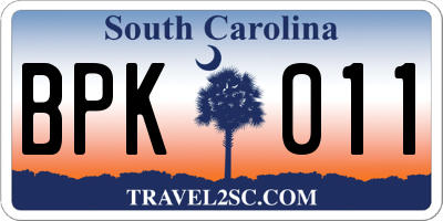 SC license plate BPK011