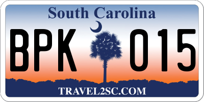 SC license plate BPK015
