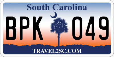 SC license plate BPK049