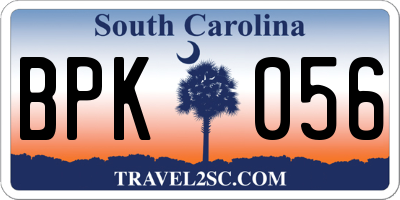 SC license plate BPK056