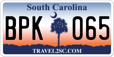 SC license plate BPK065