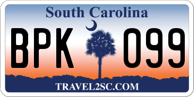 SC license plate BPK099
