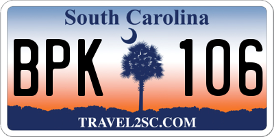SC license plate BPK106