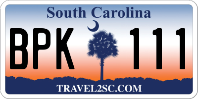 SC license plate BPK111