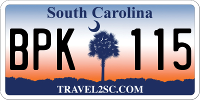 SC license plate BPK115