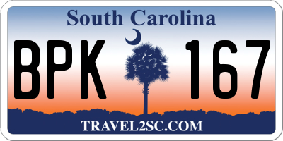 SC license plate BPK167
