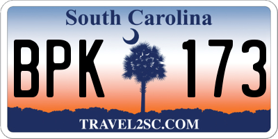 SC license plate BPK173
