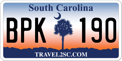SC license plate BPK190