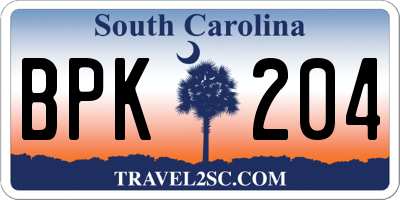 SC license plate BPK204