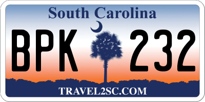 SC license plate BPK232
