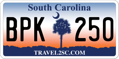 SC license plate BPK250