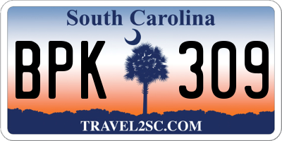 SC license plate BPK309