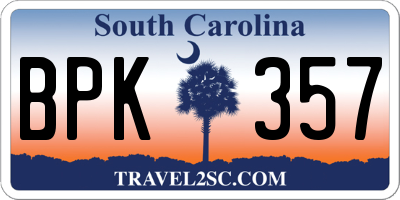 SC license plate BPK357