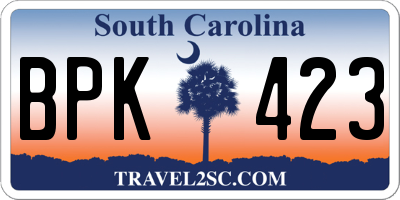 SC license plate BPK423
