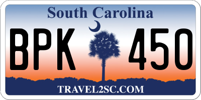 SC license plate BPK450