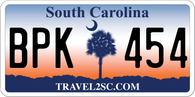 SC license plate BPK454