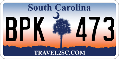 SC license plate BPK473