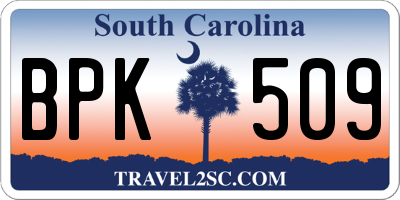 SC license plate BPK509