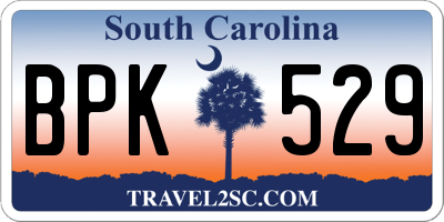 SC license plate BPK529