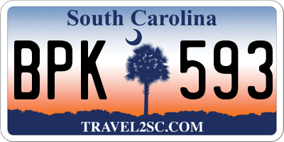 SC license plate BPK593