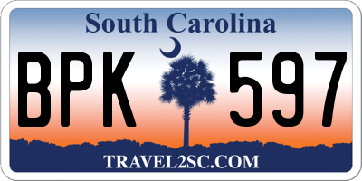 SC license plate BPK597