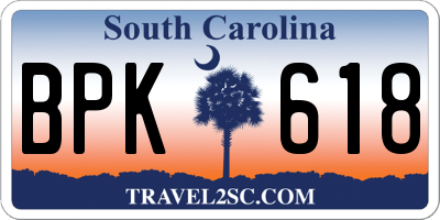 SC license plate BPK618