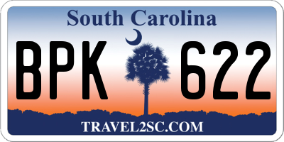 SC license plate BPK622