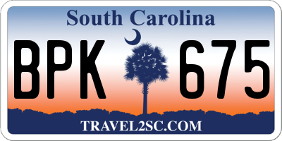 SC license plate BPK675