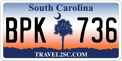 SC license plate BPK736