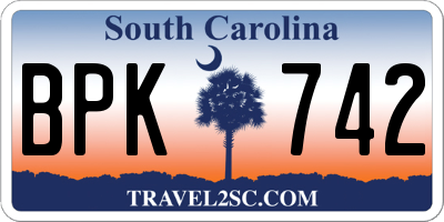 SC license plate BPK742