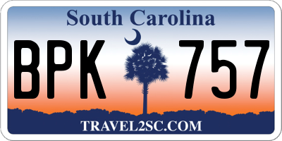 SC license plate BPK757