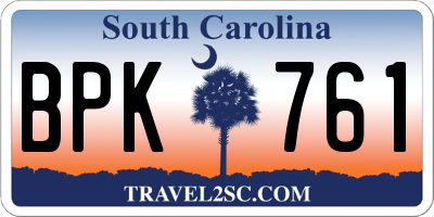 SC license plate BPK761