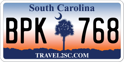SC license plate BPK768
