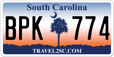 SC license plate BPK774